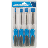 Silverline 4pc Wood Bevel Edge Carpentry Joiner Woodwork Chisel Expert Set